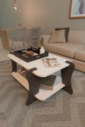 CMKStore Soul Orta Sehpa İki Raflı Dekoratif Orta Sehpa Antrasit - Beyaz - 2