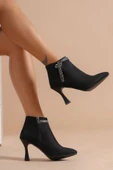 Feles Püskül Taş Detaylı Bootie Klasik Kadın Bot thumbnail 10