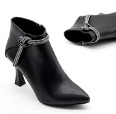 Feles Püskül Taş Detaylı Bootie Klasik Kadın Bot thumbnail 6