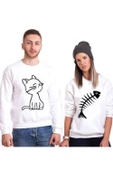 Tshirthane Kedi Ve Balık Cat Fish Sevgili Kombinleri Sweatshirt Kombini - 1
