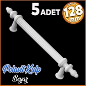 Polavit 128 Mm (SERT PLASTİK) Kulp Beyaz Çekmece Mobilya Mutfak Dolap Kulbu Kulpu Kulpları 5 Adet - 1