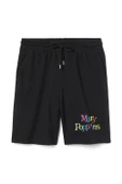 Mary Poppins Colorful Letters Erkek Siyah Şort - 1