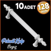 Polavit 128 mm Kulp Sert Plastik Beyaz Çekmece Mobilya Mutfak Dolap Kulbu Kulpu Kulpları 10 ADET thumbnail 1