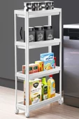 Tekerlekli Raf Ünitesi 4 Katlı Mutfak Rafı Banyo Rafı Banyo Düzenleyici Dar Alan Organizer - 4