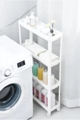 Tekerlekli Raf Ünitesi 4 Katlı Mutfak Rafı Banyo Rafı Banyo Düzenleyici Dar Alan Organizer - 6
