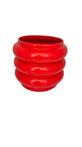 Bitki Tasarımı Seramik Katlı Saksı Vazo Kırmızı Uzun thumbnail 2