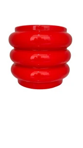 Bitki Tasarımı Seramik Katlı Saksı Vazo Kırmızı Uzun thumbnail 6