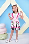 Bebe Yaka Kısa Kol Yazlık Badi Askılı Salopet Elbise - Rıdvan Askılı Bebe Yaka Elbise  Pembe PANDA (KKYXoj18Zz3SW) - 1