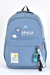 Elatae Kız Çocuk Genç Çok Gözlü Günlük Seyahat Okul Sırt Çantası Mavi 51705 thumbnail 1