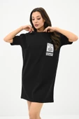 Kadın Baskılı Oversize T-shirt Elbise 5218-24 - 4