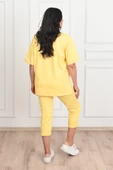 Kadın Yırtık Cep Detaylı Kısa Kollu Büyük Beden Kapri Eşofman Takım 8010-23 - 6
