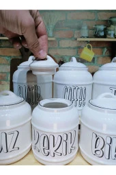 7 Parça Tasarım Baharatlık Seti Tea/Coffee/Sugar Tuz/Kekik/Biber/Nane Pinterest Kavanoz Seti - 3