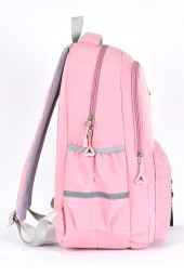 Elatae Unisex Ortopedik Çok Gözlü Günlük Seyahat Okul Sırt Çantası Pembe 51709 - 3