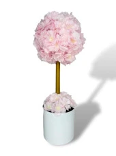 Nettenevime Yapay Çiçek Beyaz Metal Saksıda Bahardalı Japon Kiraz Çiçeği Ağacı 45*15cm - 1