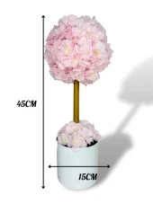 Nettenevime Yapay Çiçek Beyaz Metal Saksıda Bahardalı Japon Kiraz Çiçeği Ağacı 45*15cm - 2