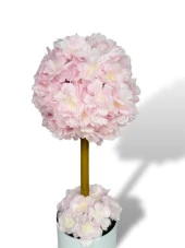 Nettenevime Yapay Çiçek Beyaz Metal Saksıda Bahardalı Japon Kiraz Çiçeği Ağacı 45*15cm - 5