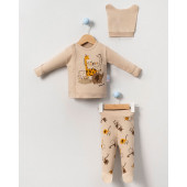 Yenidoğan Erkek Bebek Hastane Çıkışı Pamuklu 3'lü Set - 1