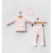 Kuzulu Pembe Kız Bebek Hastane Çıkışı 3'lü Set - 1
