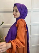 Loryan Scarf Jakarlı Şal, Floş Jakar Retro Şal 0129  MÜRDÜM - 3
