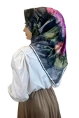 Quare Çiçek Desenli Rayon Eşarp 10701  LACİVERT - 1