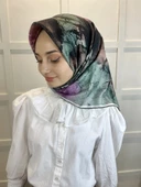 Quare Çiçek Desenli Rayon Eşarp 10701  ZÜMRÜT thumbnail 2