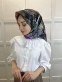 Quare Çiçek Desenli Rayon Eşarp 10701  LACİVERT - 2