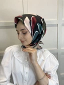 Quare Desenli Rayon Eşarp 01072  VİZON - 2