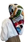 Quare Desenli Rayon Eşarp 01072  SİYAH KIRMIZI - 1