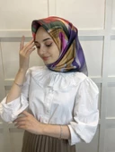 Quare Fırça Desen Kristal Eşarp 01066  GRİ - 2