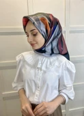 Quare Fırça Desen Kristal Eşarp 01066  GRİ SİYAH - 2