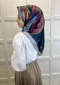 Quare Fırça Desen Kristal Eşarp 01066  GRİ SİYAH - 3