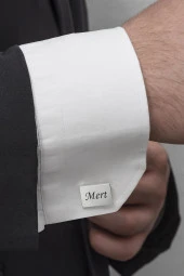 Dikdörtgen Harf İsimli Gümüş Kol Düğmesi - 2