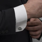 Mineli Çizgi Motifli Gümüş Kol Düğmesi thumbnail 3