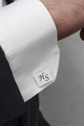 Dikdörtgen Harf İsimli Gümüş Kol Düğmesi - 3