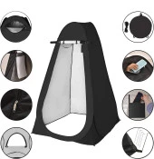 Valkyrie Kamp Outdoor WC Duş Giyinme Çadırı İç Astarlı 190x120x120 Fotoğraf Prova Kabini Siyah - 5