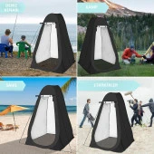 Valkyrie Kamp Outdoor WC Duş Giyinme Çadırı İç Astarlı 190x120x120 Fotoğraf Prova Kabini Siyah - 6