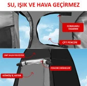 Valkyrie Kamp Outdoor WC Duş Giyinme Çadırı İç Astarlı 190x120x120 Fotoğraf Prova Kabini Siyah - 7