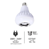 QASUL Bluetooth Hoparlör Rgb Ledli Lamba Kumandalı Müzik Çalar Ampul Renkli Ampul - 5