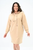 Kadın Büyük Beden Yaka Düğmeli Kapüşonlu Tunik 5207-24 - 12