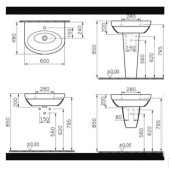 VitrA Form 500 Lavabo 60 cm - Beyaz ( ayak hariçtir ) - 3