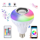Bluetooth Hoparlör Led Akıllı Ampul Lamba 12 Renk Kumandalı Beyaz Buetooth - 2