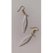 Şeffaf Beyaz Sedefli Renk Gold Aksesuar Parlak Büyük Karo Şekil Sallantılı Epoksi Küpe Hediyelik - 1