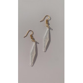 Şeffaf Beyaz Sedefli Renk Gold Aksesuar Parlak Büyük Karo Şekil Sallantılı Epoksi Küpe Hediyelik - 6