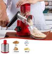 3 Premium Paslanmaz Çelik, Pratik 3 Başlıklı Kollu Sebze Doğrayıcı/ Dilimleyici Mutfak Tambur Peynir Fındık Ceviz Öğütücü Rende Seti - 5