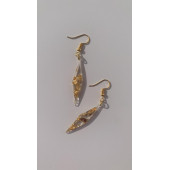 Şeffaf Renkli Gold Varak Süslemeli Gold Aksesuar Parlak Büyük Karo Şekil Sallantılı Epoksi Küpe thumbnail 3