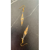 Şeffaf Renkli Gold Varak Süslemeli Gold Aksesuar Parlak Büyük Karo Şekil Sallantılı Epoksi Küpe thumbnail 5