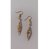 Şeffaf Renkli Gold Varak Süslemeli Gold Aksesuar Parlak Büyük Karo Şekil Sallantılı Epoksi Küpe thumbnail 7