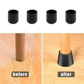 Masa Sandalye Sehpa Ayak Tapası Tıpa Papuç Takoz Yuvarlak Siyah 32 mm Parke Zemin Koruyucu 4 Adet thumbnail 3