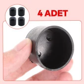 Masa Sandalye Sehpa Ayak Tapası Tıpa Papuç Takoz Yuvarlak Siyah 32 mm Parke Zemin Koruyucu 4 Adet thumbnail 5