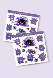 Gengar - Pokemon - Shadow- Sticker - parlak kağıt 2'li set - 1